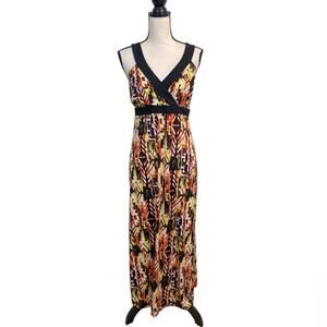 Slinky Brand V-Neck Empire Waist Sleeveless Maxi Dress Size Medium